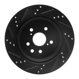 Lexus IS250 Brake Rotor (1) - Rear Right - R1 Concepts - Drilled & Slotted - Black - `06-`20